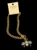 Designer Blue Ombre Rhinestone Bee Toggle Necklace